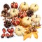 23Pcs Fake Pumpkins Fall Thanksgiving Decorations,Plastic Pumpkins with Acorns,Maple Leaves,Pine cones,Berries, Artificial Mini Pumpkin Decorating Harvest Home Decor Centerpiece Table Decorations